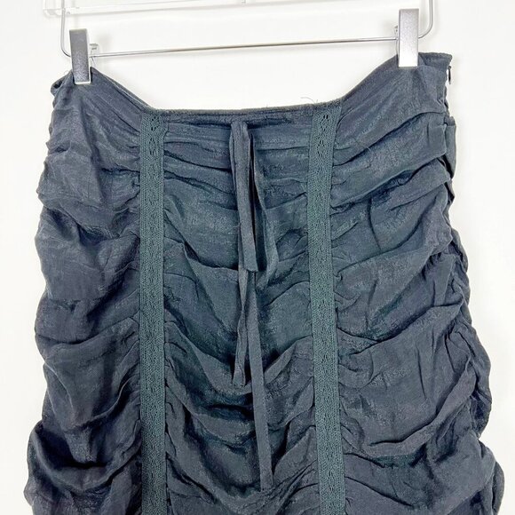 NWT Solitaire Ruched Draped Midi Skirt Dark Fairycore Whimsigoth Black Size L - Picture 2 of 13